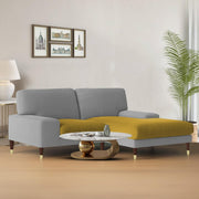 Latieo RHS 2 Seater Lounger L Shape Sofa Set for Living Room (Yellow Grey) Premium Fabric Sofa