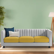 Martine 3 Seater Sofa Set for Living Room (Yellow Grey Fabric) | Premium Fabric Sofa