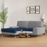 Latieo LHS 2 Seater Lounger L Shape Sofa Set for Living Room (Blue Grey) Premium Fabric Sofa