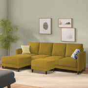 Swaloni LHS 6 Seater L Shape Sofa Set with Center Table for Living Room (Yellow) Premium Fabric Sofa