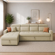 Casaliving Gagnon LHS 4 Seater L Shape Corner Sofa Cum Bed for Living Room with Storage (Black Fabric) Premium Fabric Sofa Cum Bed