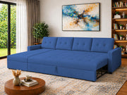 Casaliving Treshta 6 Seater LHS L - Shape Pull-Out Sofa Cum Bed Sofa for Living Room (Dark Grey Fabric Color) Premium Fabric Sofa Set for Living Room Sofa Cum Bed