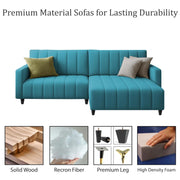 Netlie 4 Seater RHS L Shape Sofa Set for Living Room (Turquise Fabric) Premium Fabric Sofa Set for Living Room