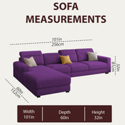 Orion LHS 6 Seater L Shape Sofa Set for Living Room (Purple Colour) Premium Fabric Sofa