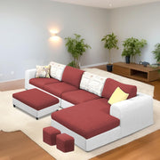 Badger RHS 8 Seater L Shape Sofa Set with Center Table for Living Room (Grey Fabric) Premium Fabric Sofa