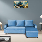 Asper RHS 4 Seater L Shape Sofa Set for Living Room (Turquise Fabric) Premium Fabric Sofa
