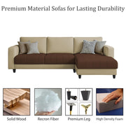 Oslo 4 Seater RHS L Shape Sofa Set for Living Room (Cream Brown Fabric) Premium Fabric Sofa Set for Living Room
