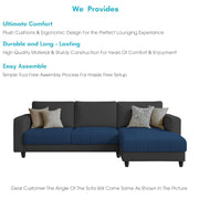 Oslo 4 Seater RHS L Shape Sofa Set for Living Room (Blue Black Fabric) Premium Fabric Sofa Set for Living Room