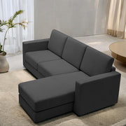 Casaliving Stoiny LHS 4 Seater L Shape Sofa Set for Living Room (Black Fabric) Premium Fabric Sofa