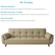Francois 3 Seater Convertible Sofa Cum Bed for Living Room (Cream Fabric) Premium Fabric Sofa