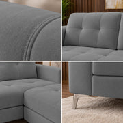 Casaliving Flexora Modern Velvet Fabric Upholstered 3 Seater Sofa Set with Ottoman for Living Room, Premium Velvet Fabric Sofa (Black Colour)