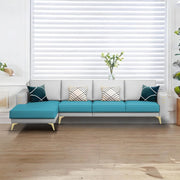 Falco LHS 6 Seater L Shape Sofa Set for Living Room (Turquise Grey Fabric) Premium Fabric Sofa