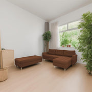 Ashton RHS 4 Seater L Shape Sofa Set with Center Table for Living Room (Brown Fabric) Premium Fabric Sofa