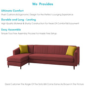 Neyami LHS 6 Seater L Shape Sofa Set for Living Room (Maroon) Premium Fabric Sofa Set