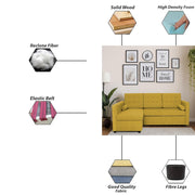 Megan LHS 4 Seater L Shaped Sofa Cum Bed for Living Room (Yellow Fabric) Premium Fabric Sofa