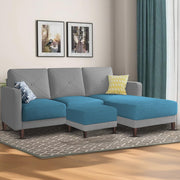 Swaloni RHS 4 Seater L Shape Sofa Set with Center Table for Living Room (Turquise Grey) Premium Fabric Sofa