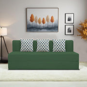 Marcus 3 Seater Sofa Cum Bed with 3 Cushions for Living Room (Black Fabric) Premium Fabric Sofa Set 6.5 X 6.5 Feet