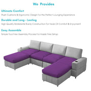Rone 6 Seater L-Shaped & U-Shaped Sofas Set for Living Room – (Purple Grey Colour Fabric) Premium Comfort Sofa