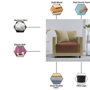 Dominic 1 Seater Sofa Set for Living Room (Black Grey Fabric) Premium Fabric Sofa