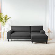 Casaliving Amelia RHS 6 Seater L Shape Sofa Set for Living Room (Black Fabric) Premium Fabric Sofa
