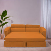 Torrato 3 Seater Sofa Cum Bed for Living Room (Orange Colour Fabric) Premium Fabric Sofa