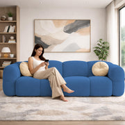 Casaliving Vetras Modern Velvet Bubble Cloud Sofa, Tufted Design Upholstered 3 Seater Sofa Set for Living Room,(Blue Colour) Premium Velvet Fabric Sofa