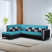 Nordy LHS 6 Seater L Shape Sofa Set for Living Room (Turquise Black Colour) Premium Fabric Sofa Set