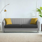 Casaliving Diego 3 Seater Sofa for Living Room (Black Grey Fabric) Premium Fabric Sofa