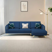Falco RHS 4 Seater L Shape Sofa Set for Living Room (Blue Fabric) Premium Fabric Sofa