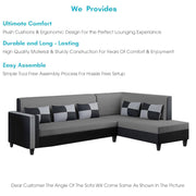 Nordy RHS 6 Seater L Shape Sofa Set for Living Room (Dark Grey Black Colour) Premium Fabric Sofa Set