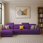 Orion LHS 6 Seater L Shape Sofa Set for Living Room (Purple Colour) Premium Fabric Sofa