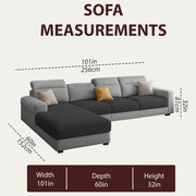 Orion LHS 6 Seater L Shape Sofa Set for Living Room (Black Grey Colour) Premium Fabric Sofa