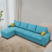 Casaliving Porto LHS 6 Seater L Shape Sofa Set for Living Room (Black Fabric) Premium Velvet Fabric