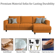 Oslo 4 Seater RHS L Shape Sofa Set for Living Room (Orange Fabric) Premium Fabric Sofa Set for Living Room