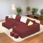Badger RHS 8 Seater L Shape Sofa Set with Center Table for Living Room (Grey Fabric) Premium Fabric Sofa
