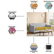 Mobius 3 Seater Sofa Set for Living Room (Yellow Grey Colour Sofa) Premium Fabric Sofa for Living Room
