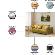 Minta 2 Seater Sofa Set for Living Room (Yellow- Colour Fabric) Premium Fabric Sofa Set for Living Room