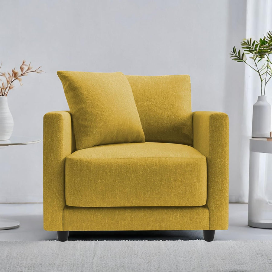 Dominic 1 Seater Sofa Set for Living Room (Black Grey Fabric) Premium Fabric Sofa