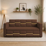 Casaliving Mordo 3 Seater Sofa Cum Bed for Living Room (Black Fabric) Premium Fabric Sofa Set