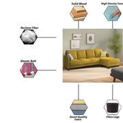 Swaloni RHS 6 Seater L Shape Sofa Set for Living Room (Yellow) Premium Fabric Sofa