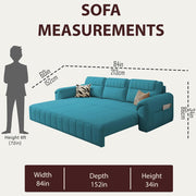 Alicia 3 Seater Sofa Cum Bed for Living Room (Turquise Fabric) Premium Fabric Sofa