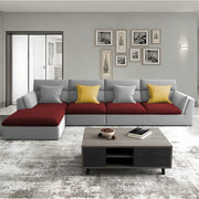 Delton LHS 6 Seater L Shape Sofa Set for Living Room (Maroon Grey) Premium Fabric