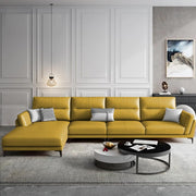 Morken LHS 6 Seater L Shape Sofa Set for Living Room (Yellow) Premium Fabric Sofa