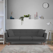 Letty 3 Seater Sofa Set for Living Room (Black Colour) Premium Fabric Sofa