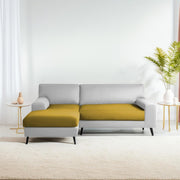 Casaliving Amelia RHS 6 Seater L Shape Sofa Set for Living Room (Black Fabric) Premium Fabric Sofa