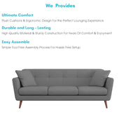 Letty 3 Seater Sofa Set for Living Room (Dark Grey Colour) Premium Fabric Sofa