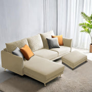 Casaliving Stanly LHS 4 Seater L Shape Sofa with Center Table for Living Room (Blue Fabric)