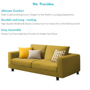 Minta 2 Seater Sofa Set for Living Room (Yellow- Colour Fabric) Premium Fabric Sofa Set for Living Room