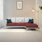 Falco RHS 4 Seater L Shape Sofa Set for Living Room (Maroon Grey Fabric) Premium Fabric Sofa