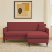 Valkyrie 4 Seater L Shape Convertible Sofa Set for Living Room, 3 Seater & Ottoman Modular Sectional Couch for Small Space (Maroon Colour) Fabric